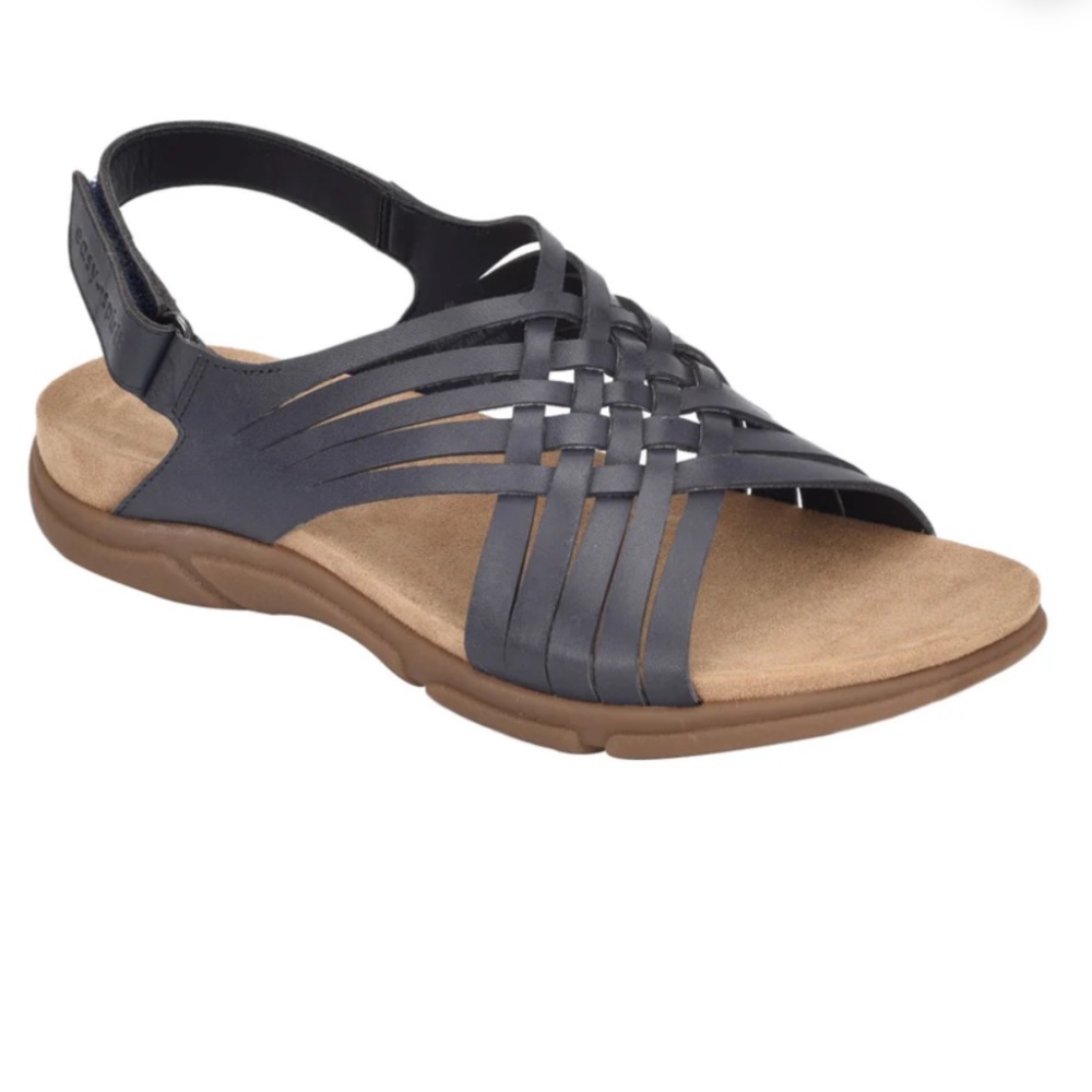 New Easy Spirit Mar Dark Navy Cross Ankle Strap Casual Sandals Women’s 8.5M